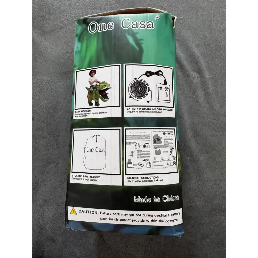 New in Box One Casa Inflatable Ride T-Rex Dinosaur Costume (Child Size 7-10 Yrs)